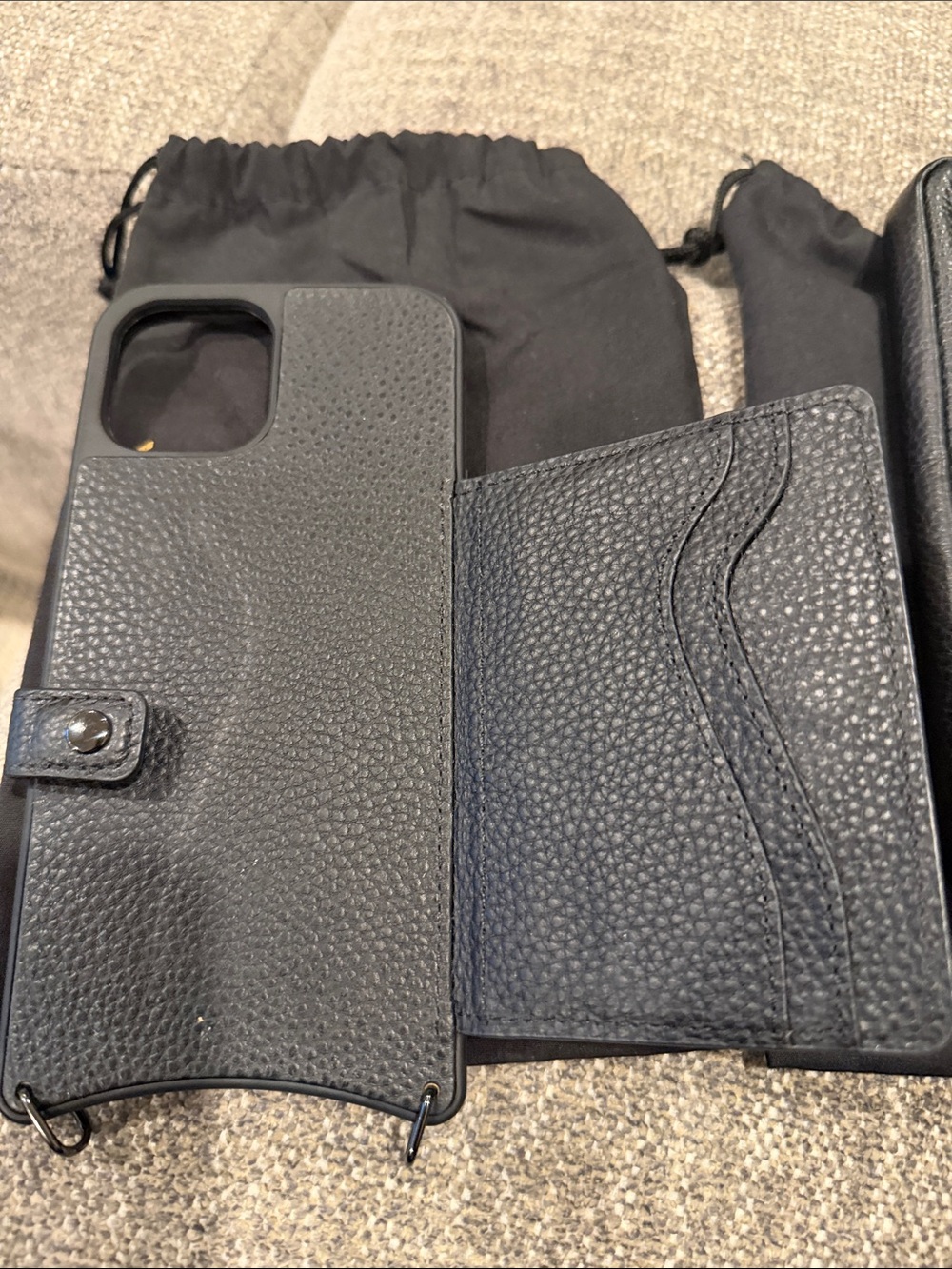 Bandolier Mila MagSafe Black Pebbled Leather Crossbody with Expanded Zip Pouch - Picture 3 of 8